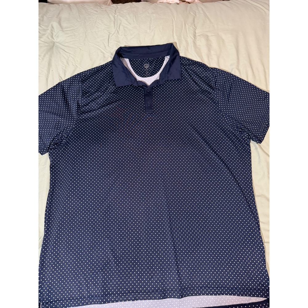 Graham Luxe Mens 3XL Navy Blue White Micro Dot Golf Polo Shirt RN 137794